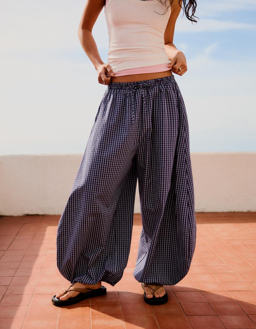 Poplin bloomer trousers-Maroon