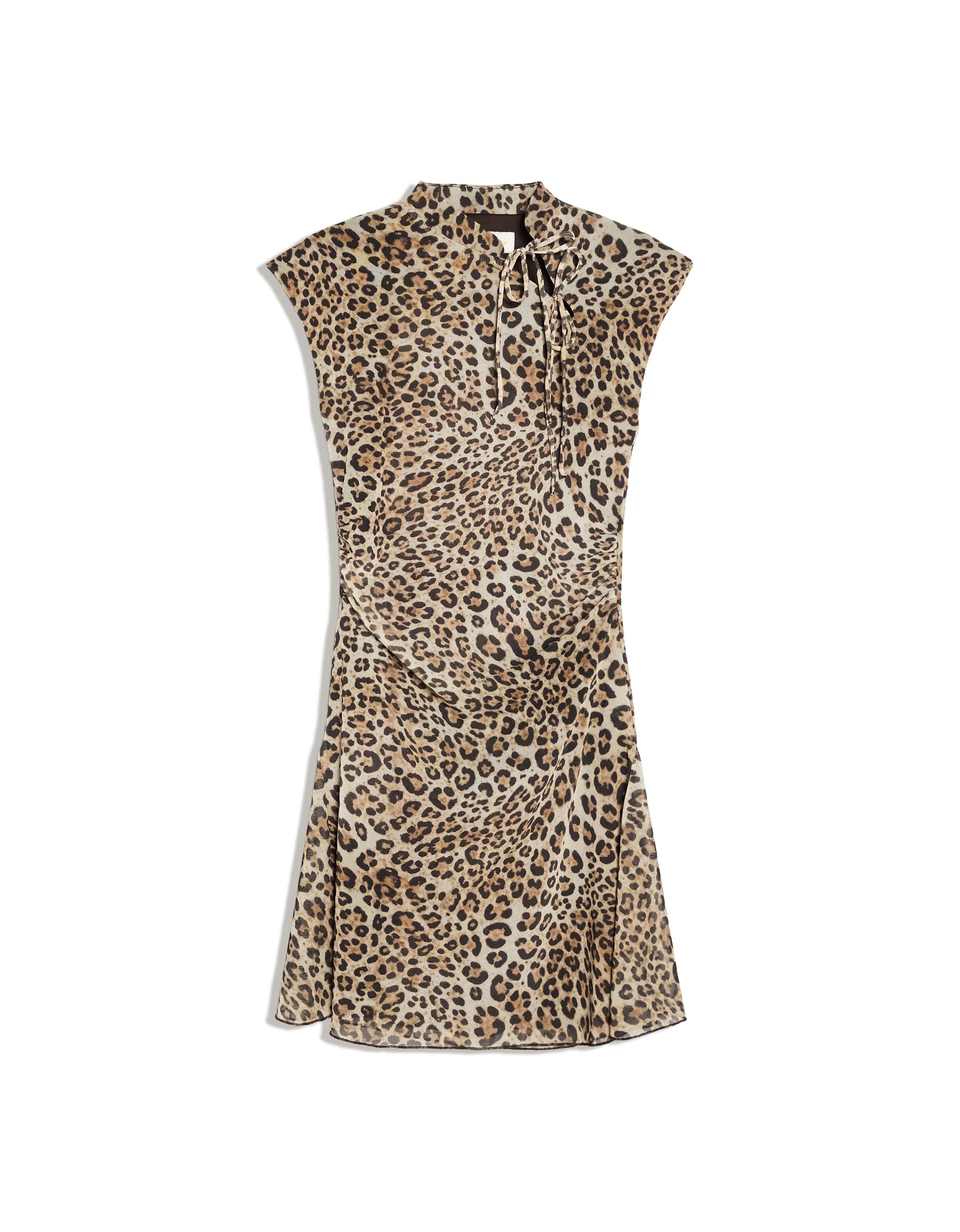 Animal print tulle mini dress — Brown