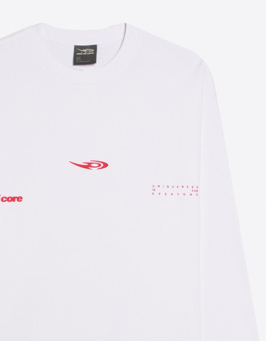 Camiseta de manga comprida com estampa OUT OF CORE-Branco