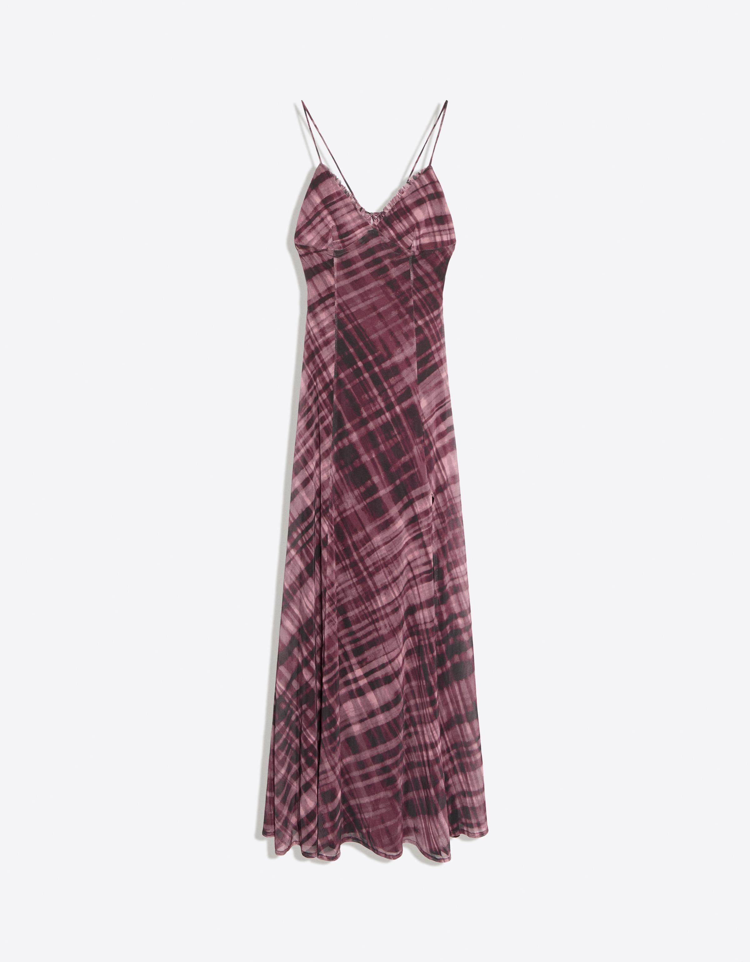 Long tulle strappy dress — Burgundy