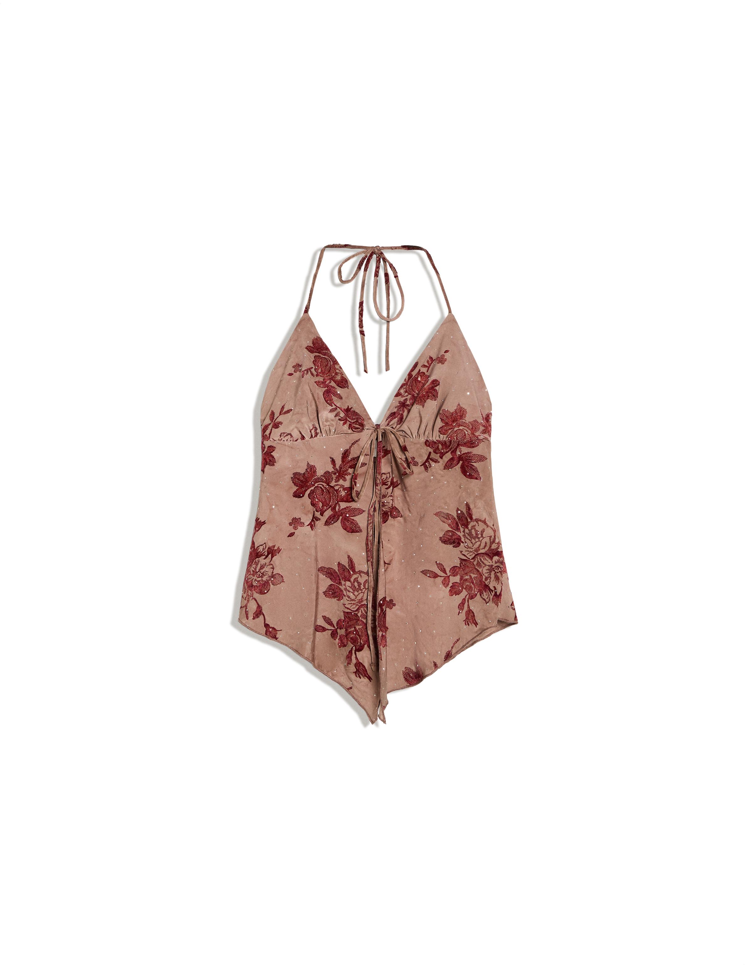 Printed halter top — Brown