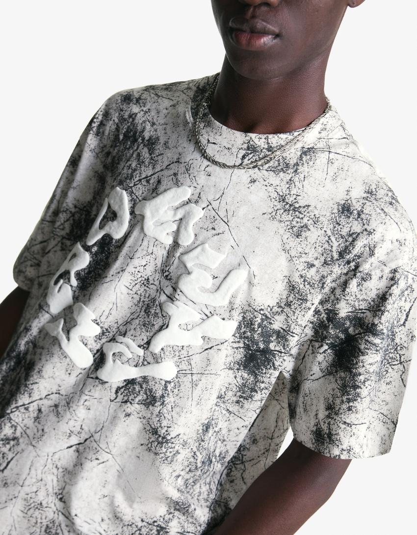 Short sleeve T-shirt with print-Grey-2