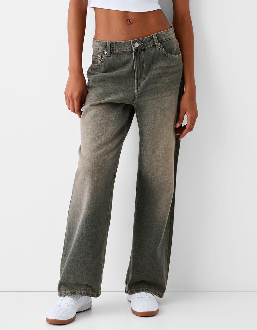 بنطال جينز واسع-أزرق مغسول من الخارج-1