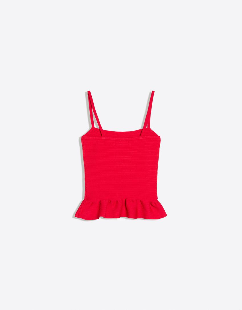 Top punto peplum-Rojo