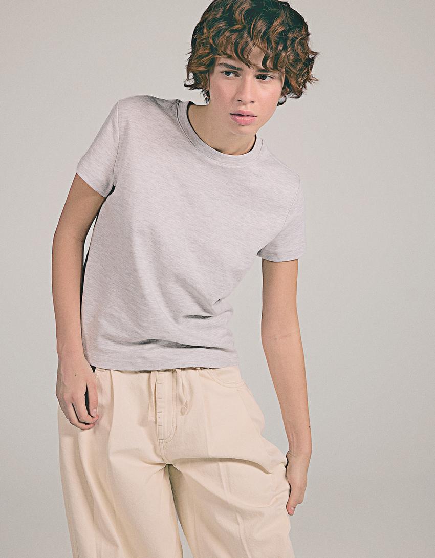 Heavy cotton short sleeve T-shirt-Grey