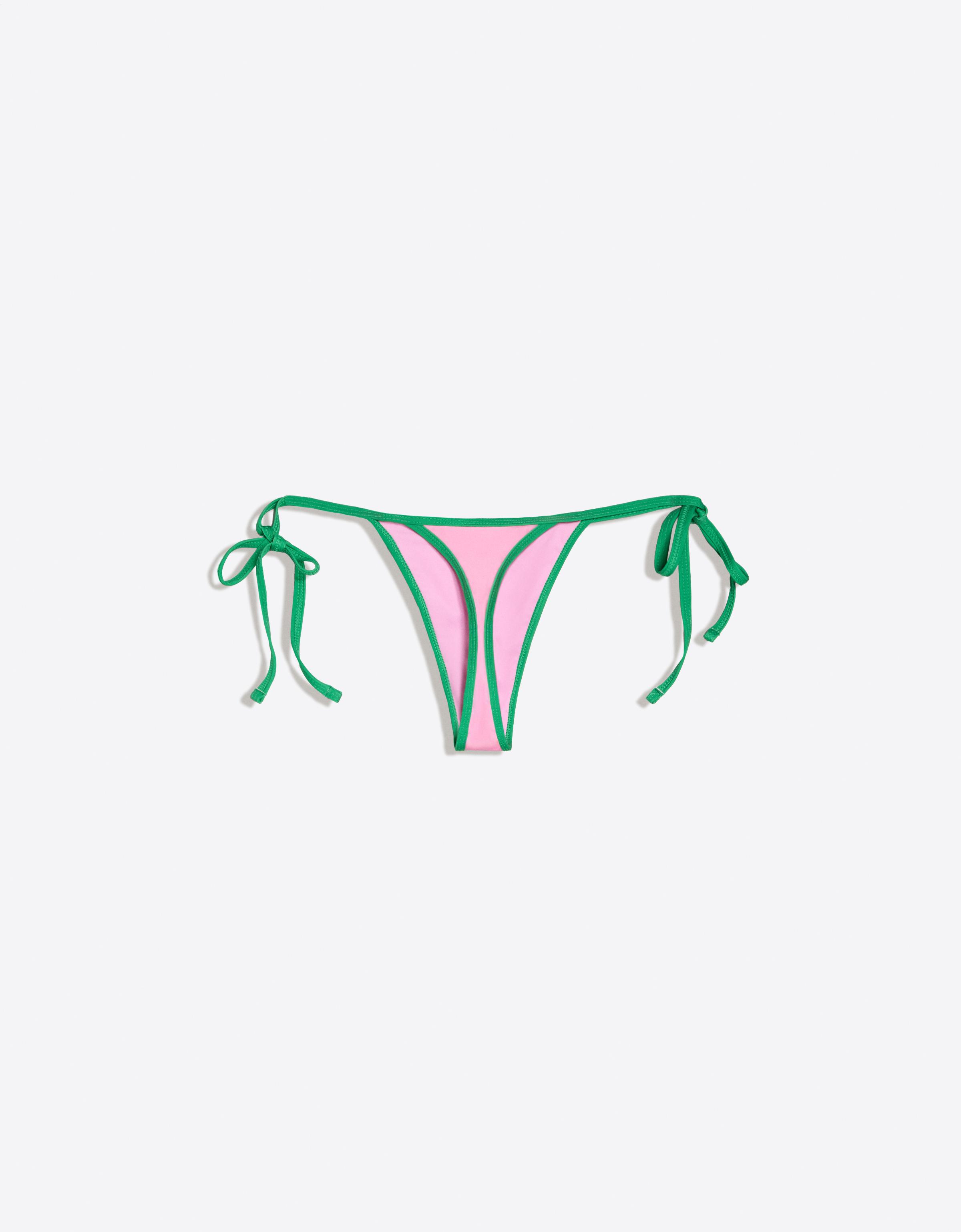 Contrast thong bikini briefs — Pink