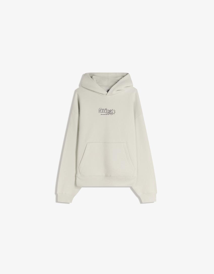 Kapuzenpullover mit Print-Steinfarbe