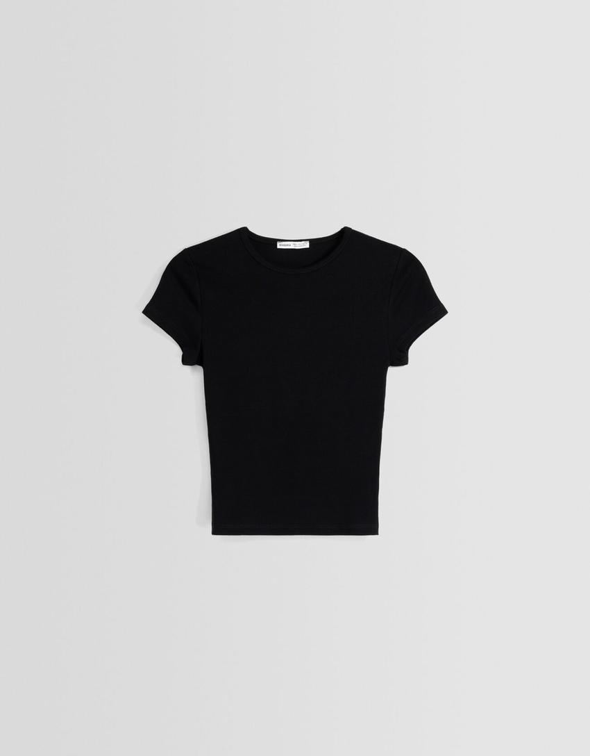 Short sleeve crew neck T-shirt-Black-4