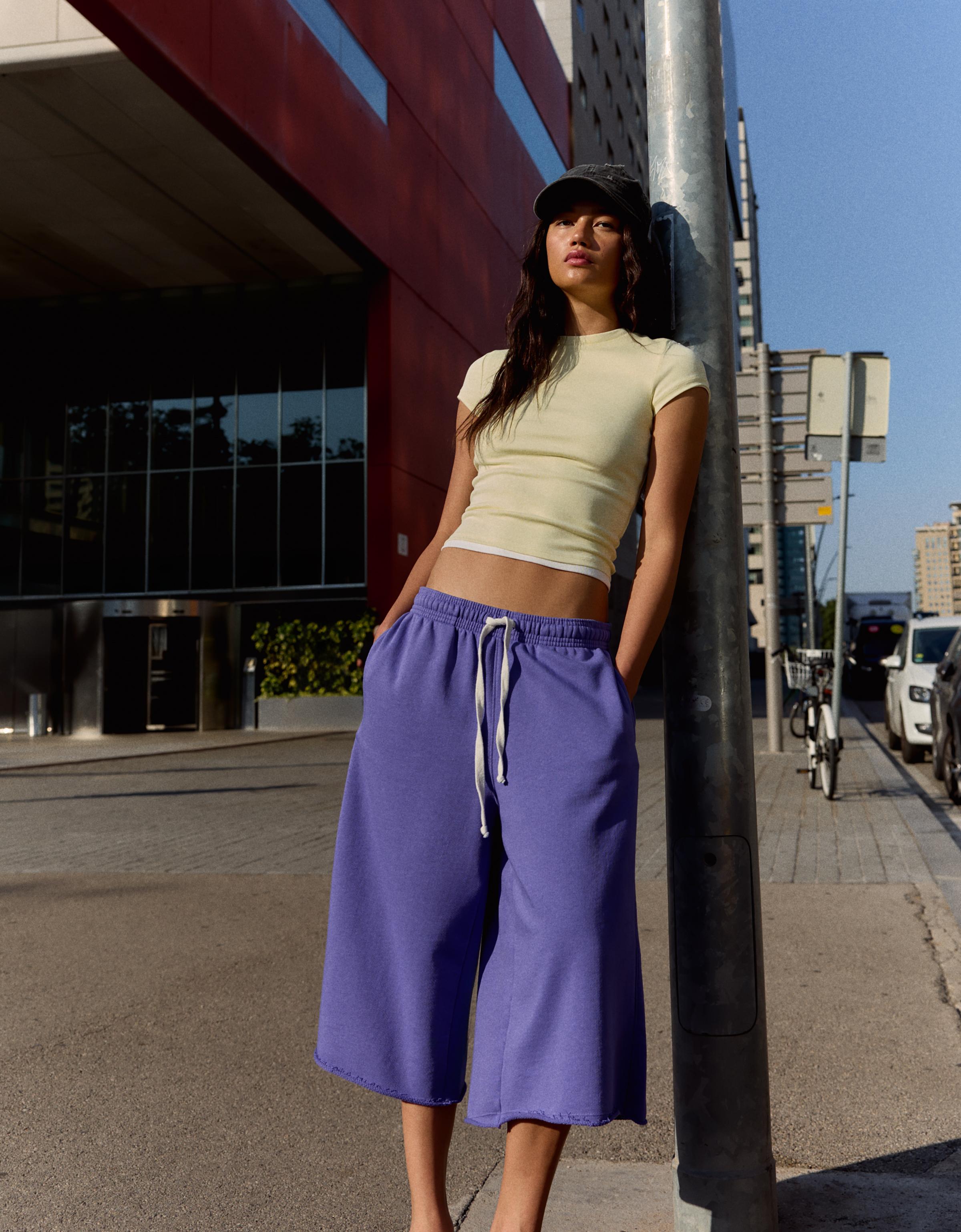 Long jersey Bermuda shorts — NATURAL