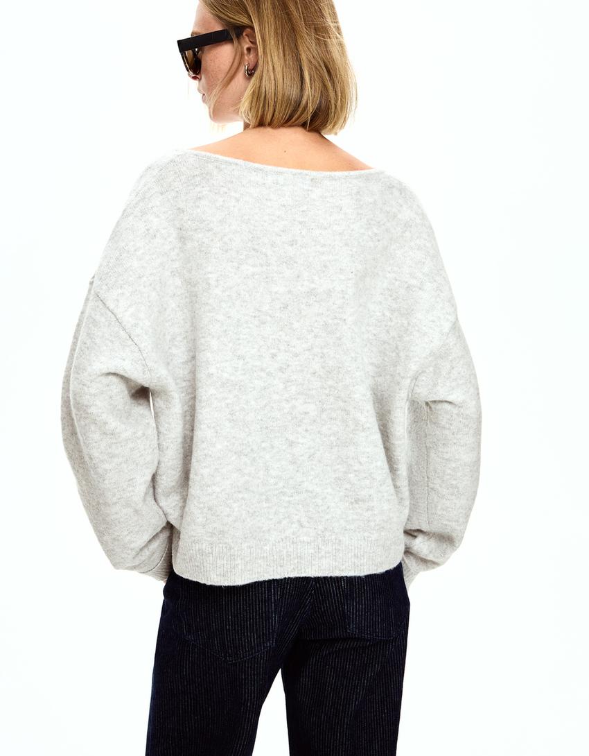 Jersey cuello pico soft touch-Gris-1
