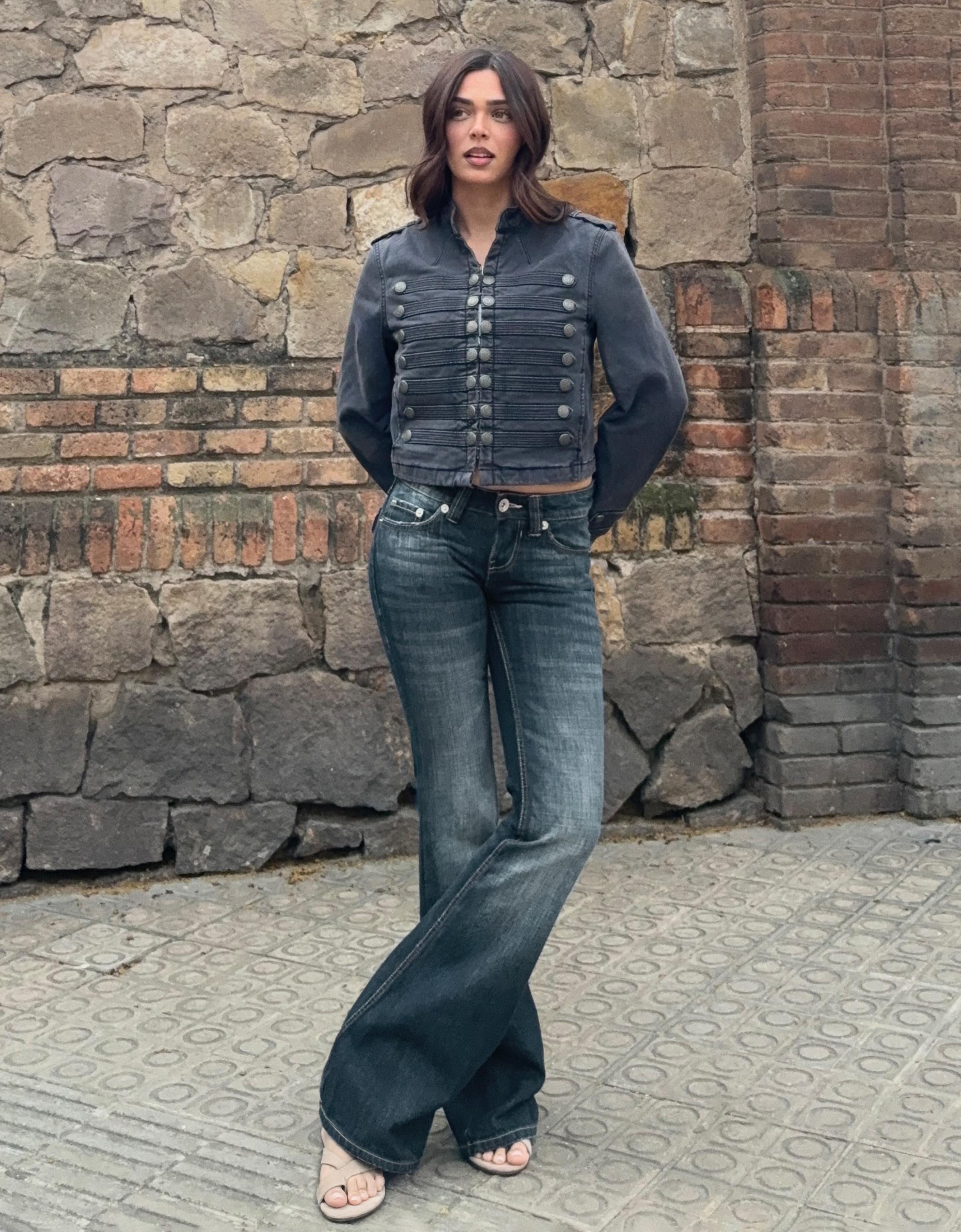 Bershka Jeans Baggy Fit Campana Donna 46 (Eu 42) Azzurro Lavato