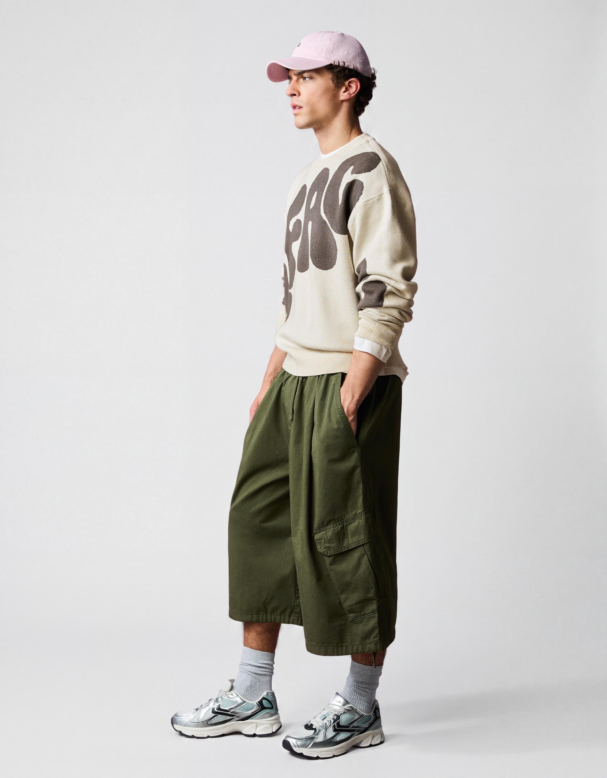 Printed round neck jumper — Grey