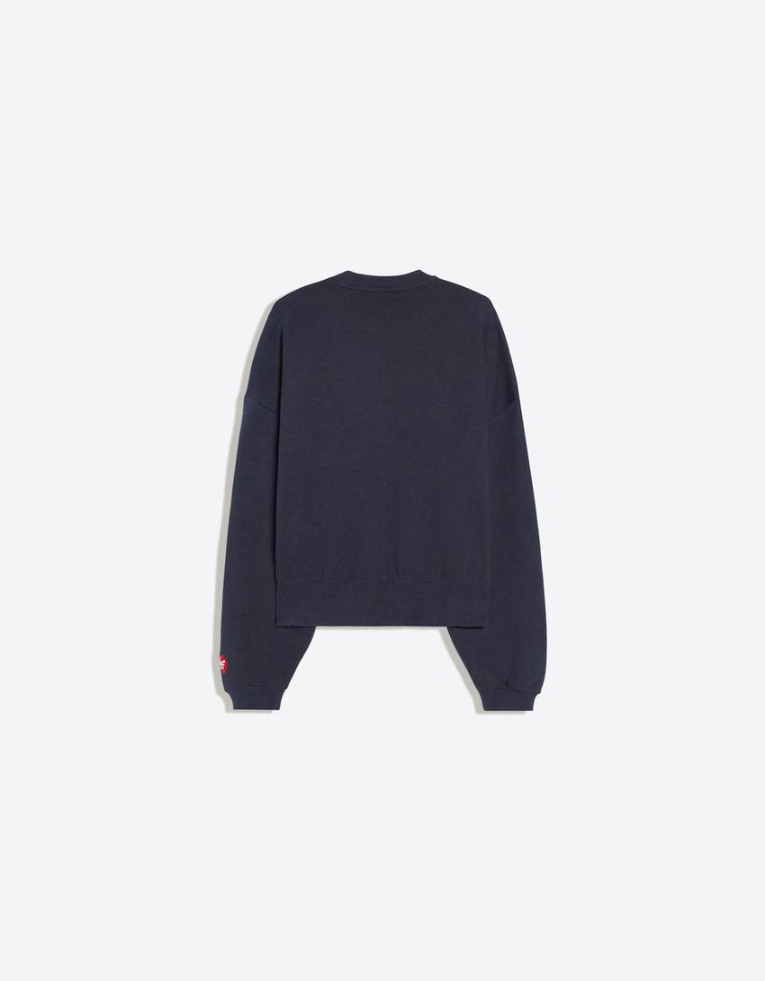 ZOO YORK round neck patch sweatshirt-Dark blue