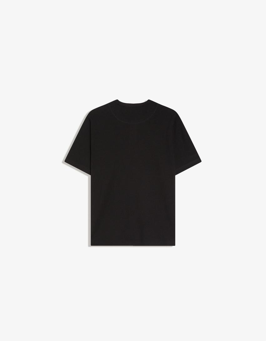 T-shirt manches courtes gaufré-Noir