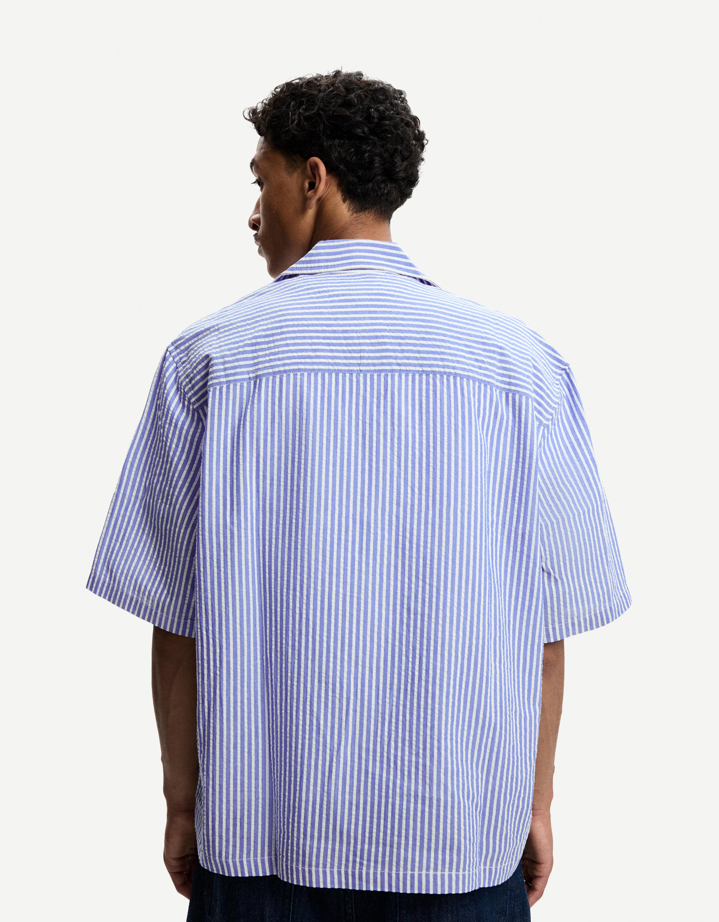 Textured striped boxy-fit short sleeve shirt - Shirts - Men