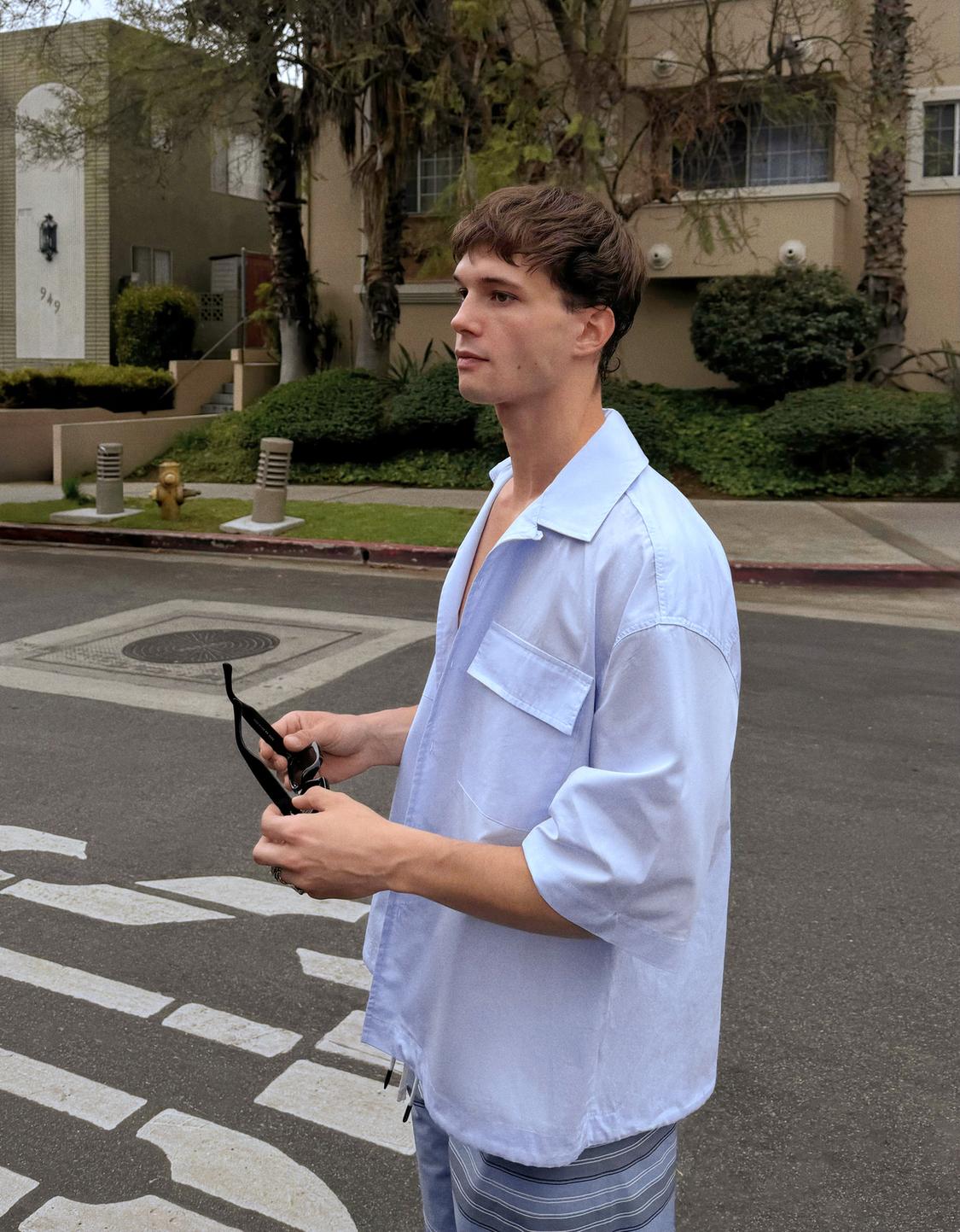 Oversize short sleeve poplin shirt