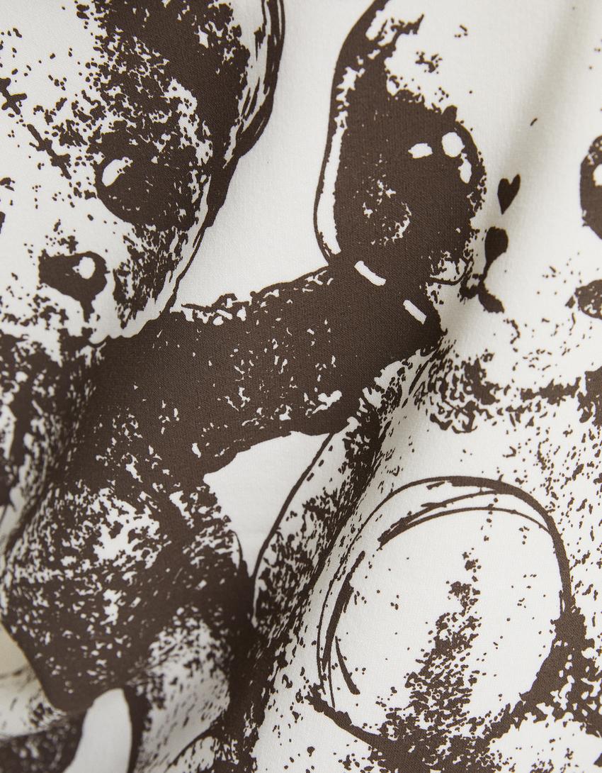 Sweat zippé capuche oversize imprimé-Écru-5