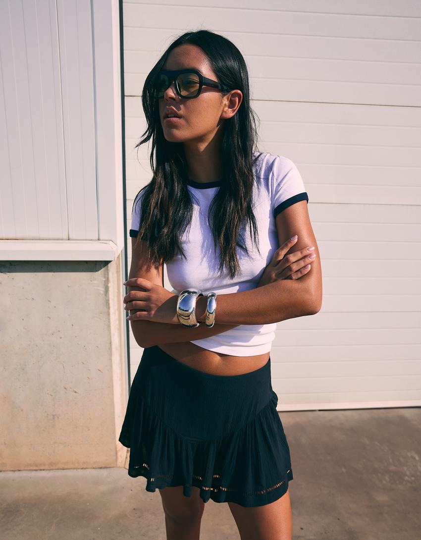 Falda mini textura-Gris oscuro