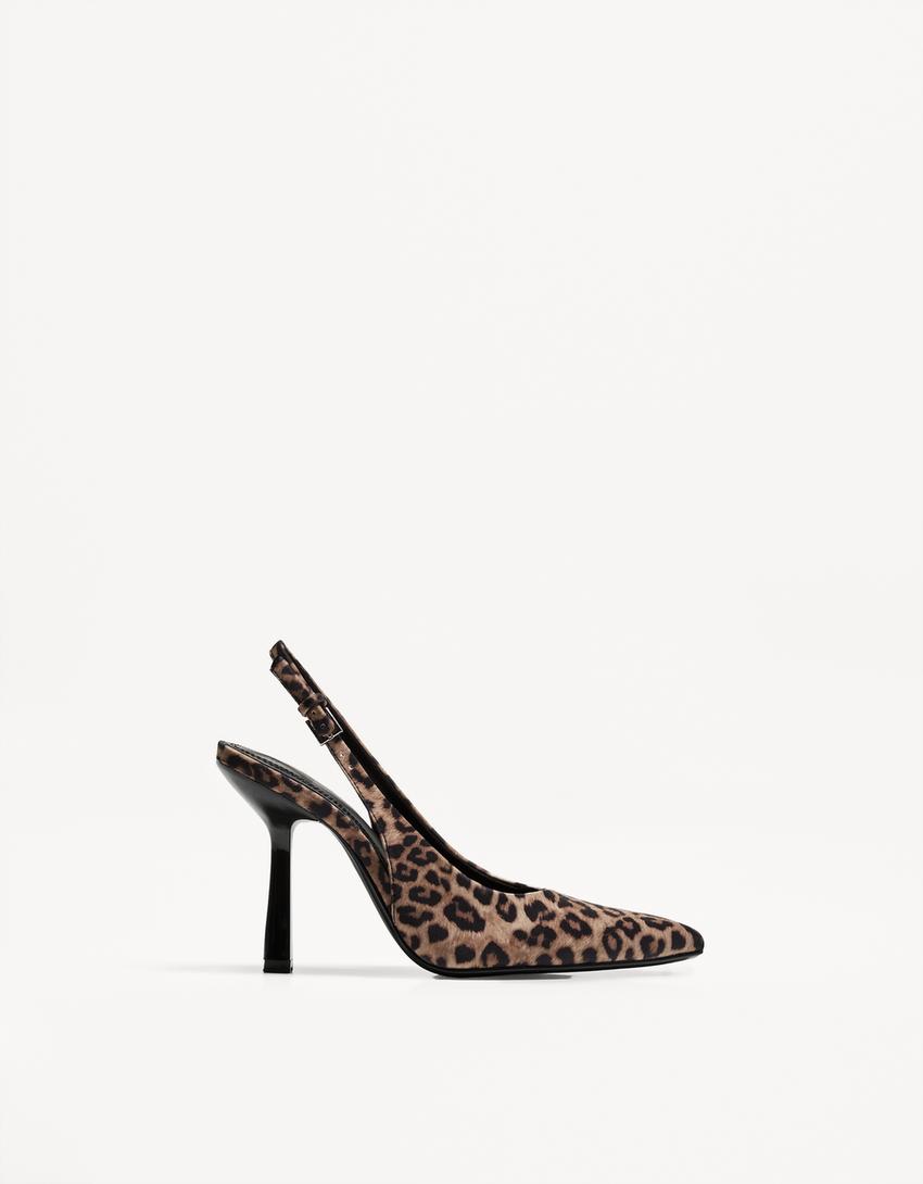 Animal print slingback heel shoes Shoes Women Bershka