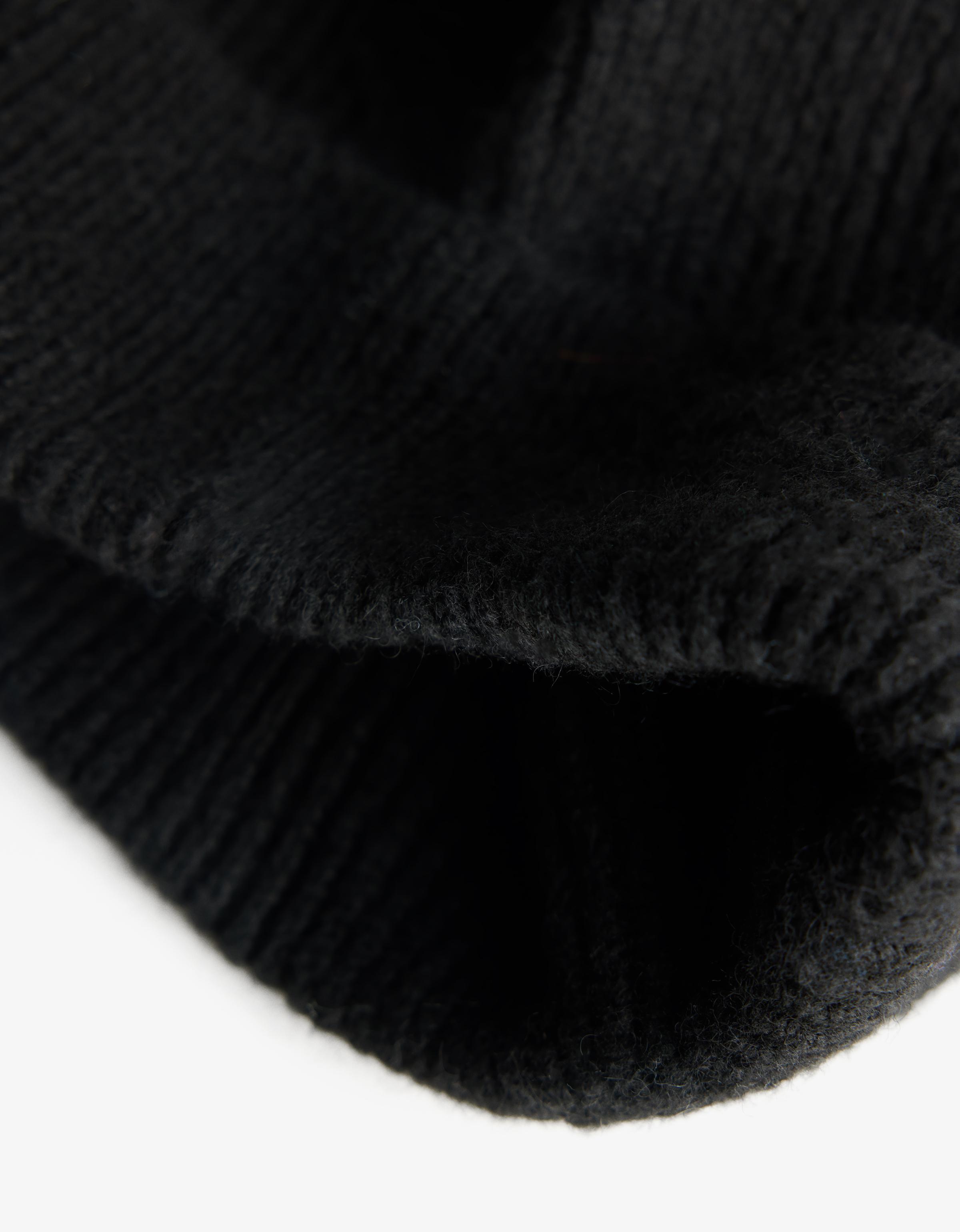 Turn-up knit beanie — Black
