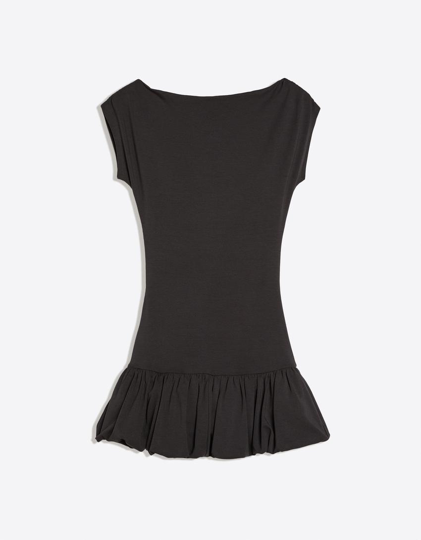 Balloon mini dress-Dark grey