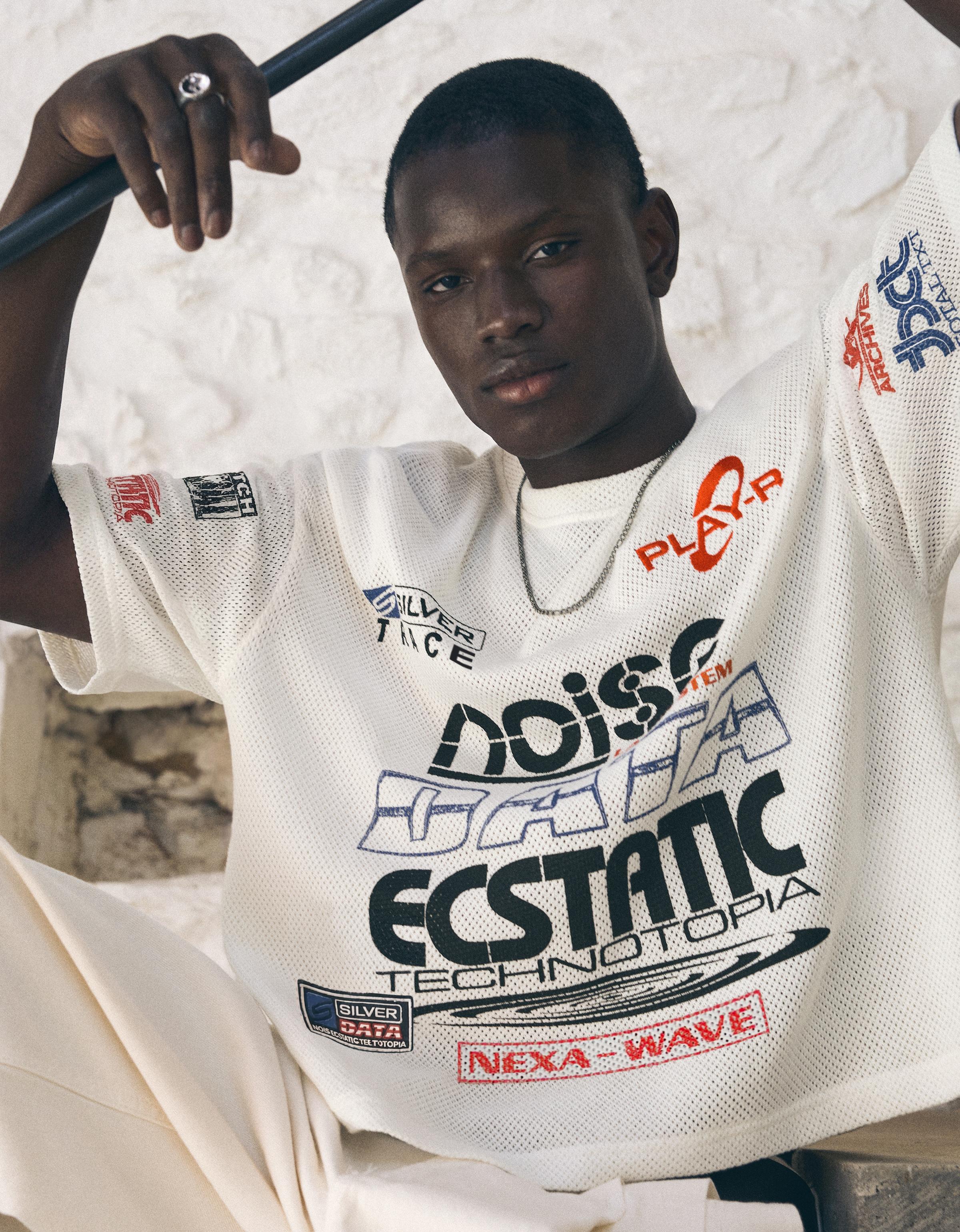 Boxy print T-shirt — Cream