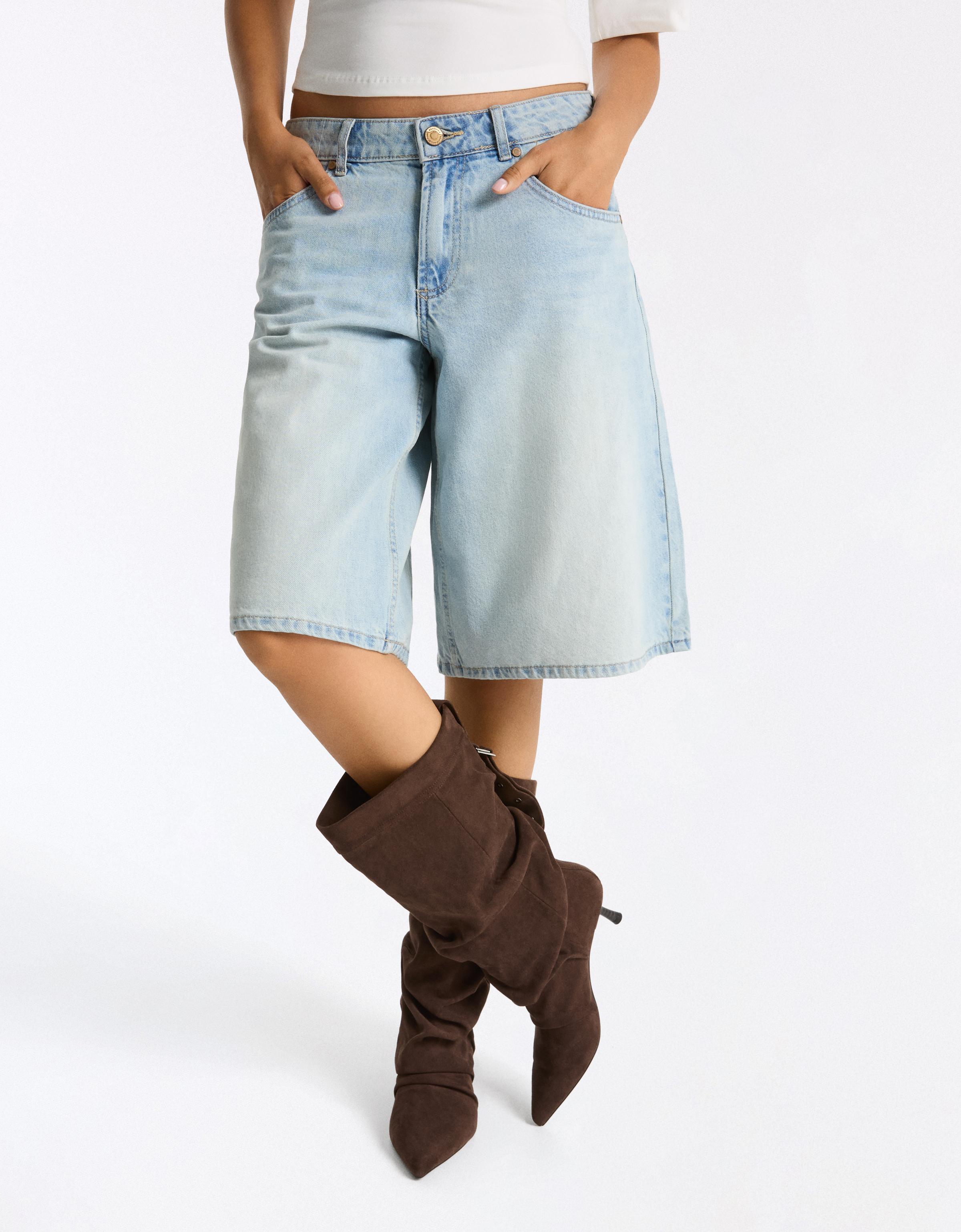Adjustable slouchy heeled ankle boots — Brown