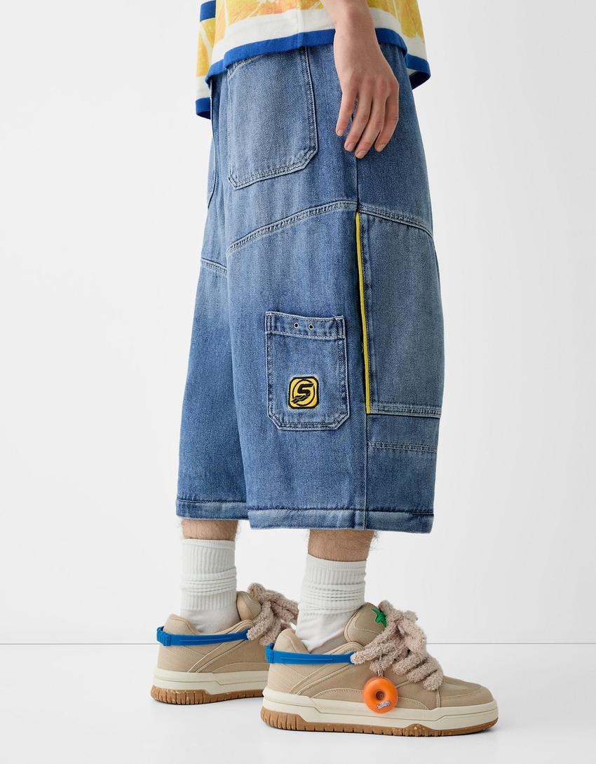 Jean BERSSSHKA X SSSTUFFF baggy amovible-Bleu lavé-3