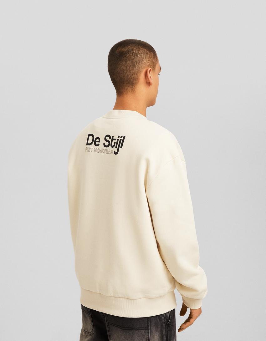 Piet Mondrian print sweatshirt-Cream-1