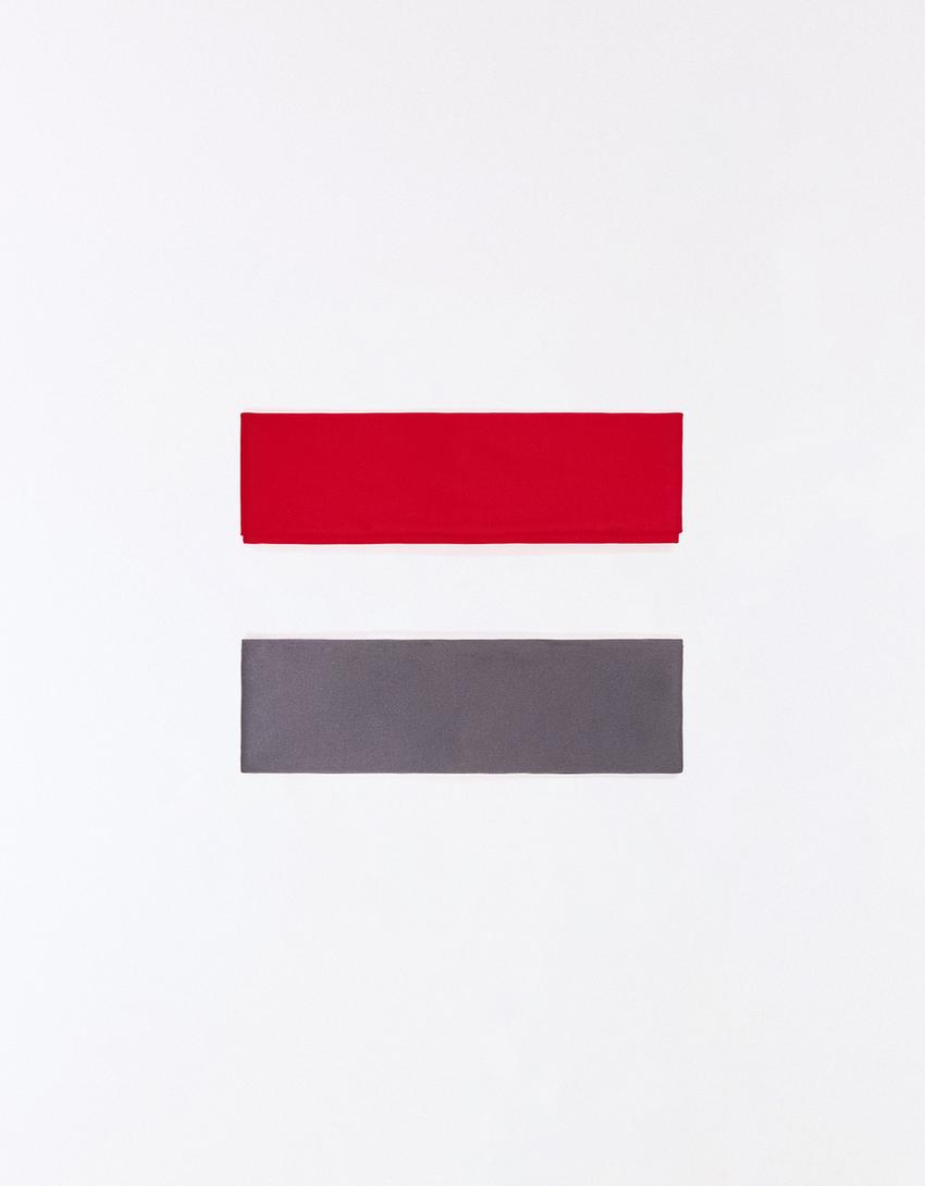 Pack of 2 non-slip hair bands-Red