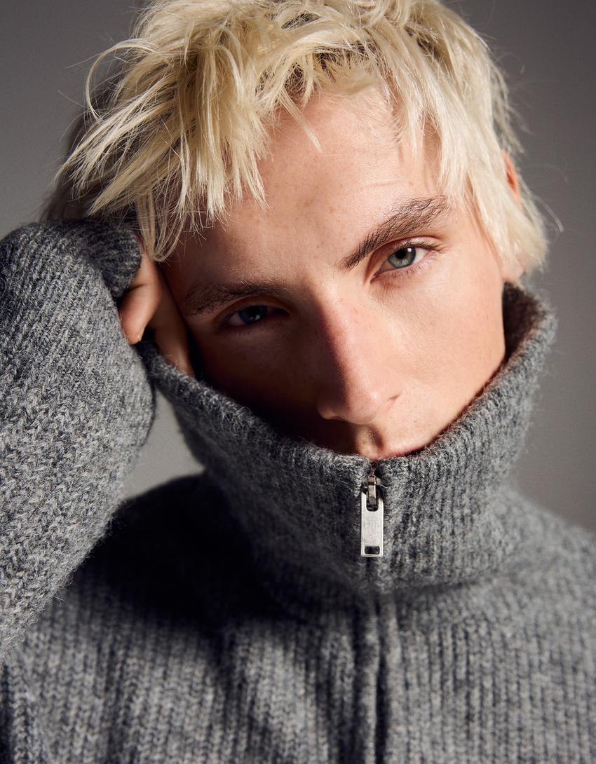 Quarter-zip jumper-Grey