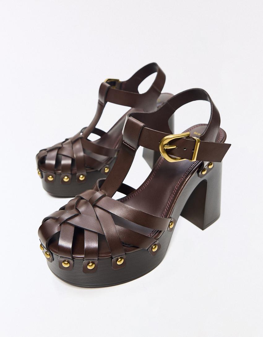 Sandali con tacco-Marrone