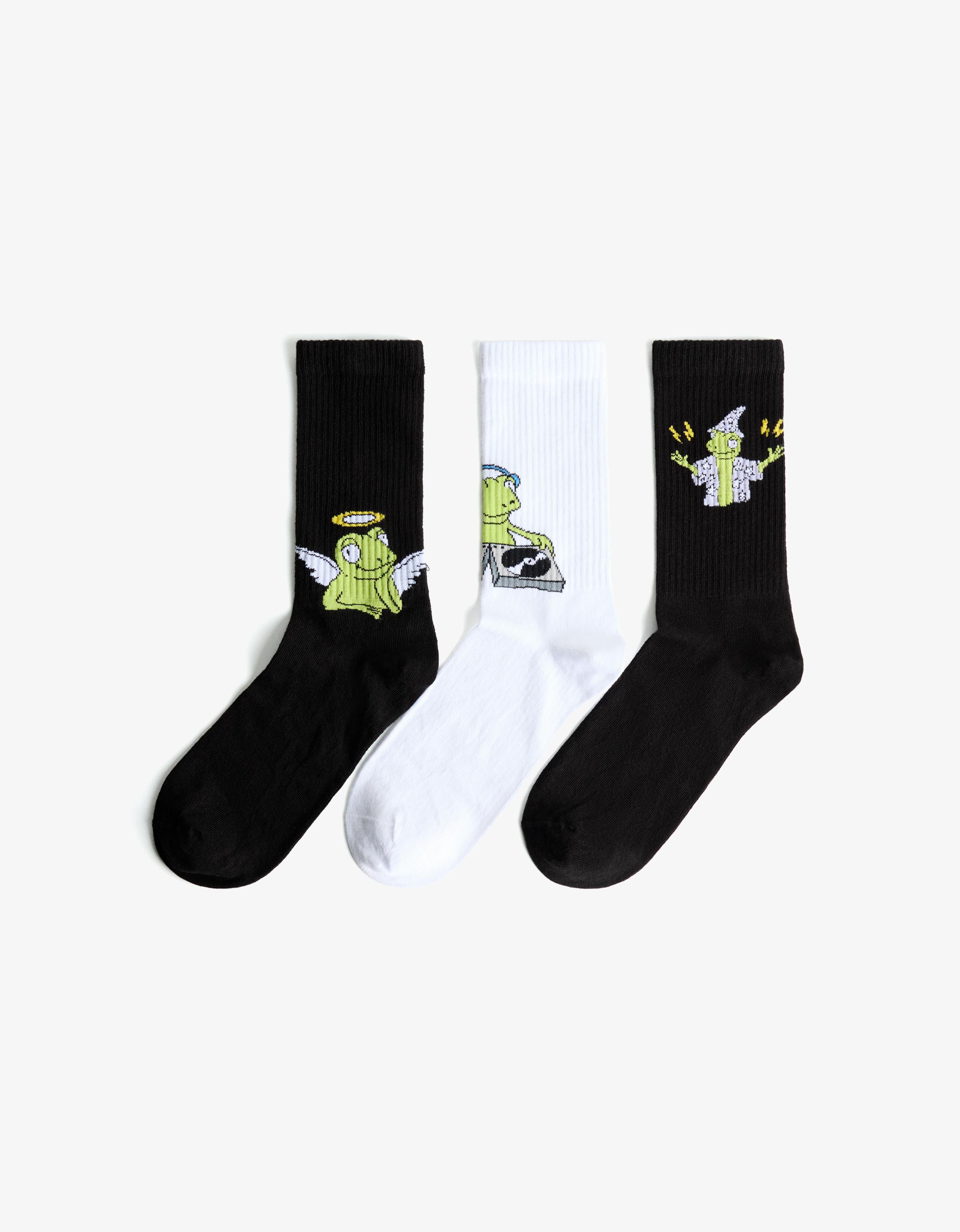 Bershka 3er-Pack Socken Mit Print Herren L Weiss