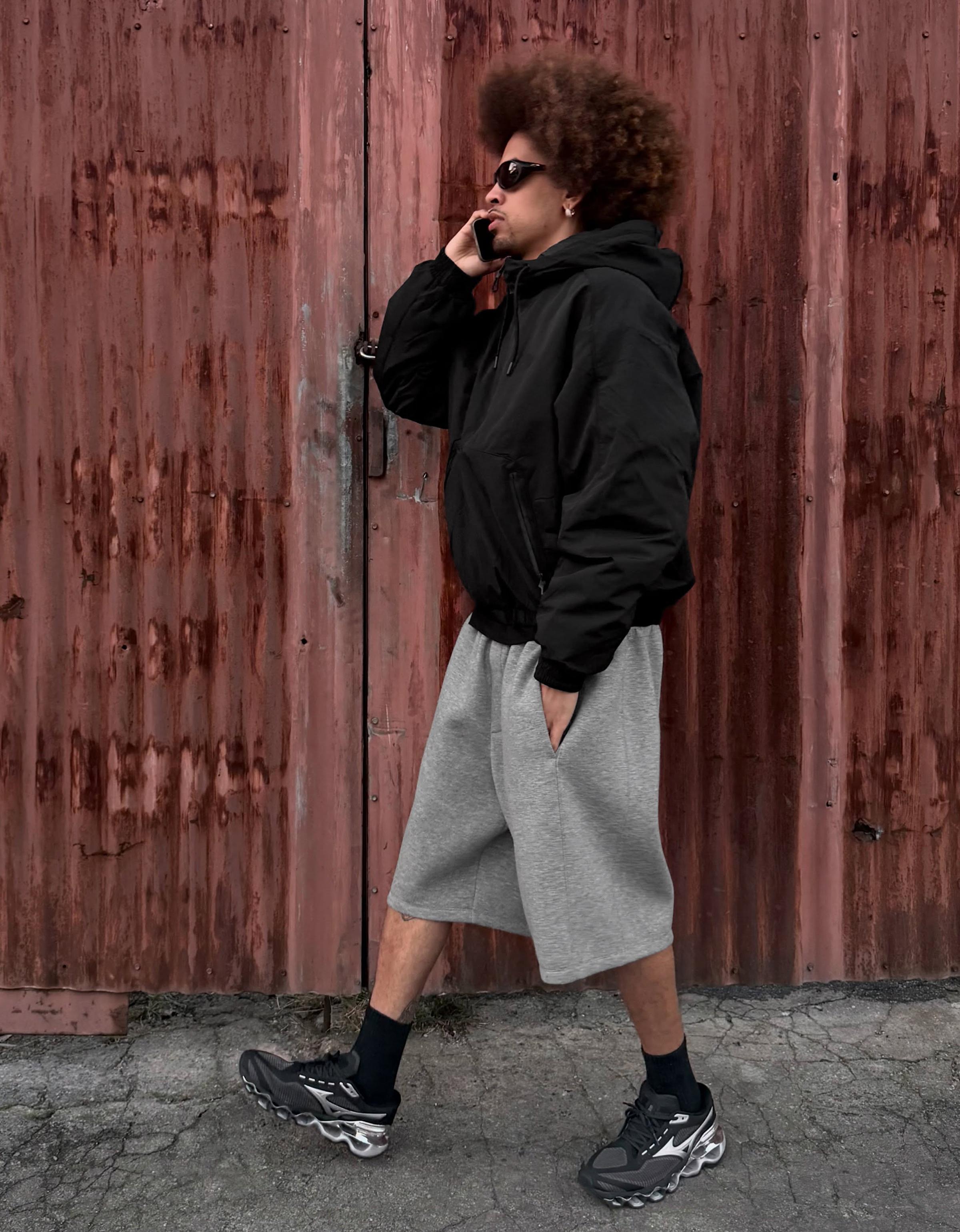 Technical hooded jacket — Black