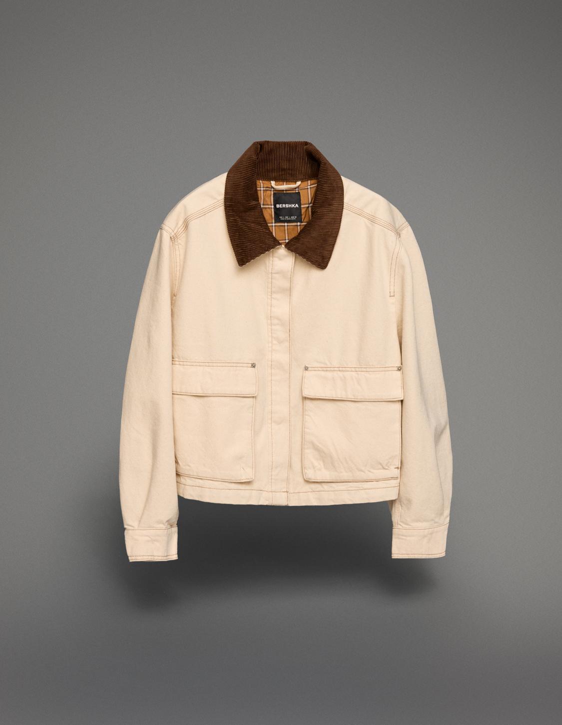 Jacket with corduroy collar