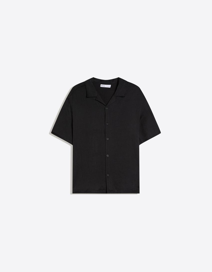 Chemise manches courtes rustique-Noir