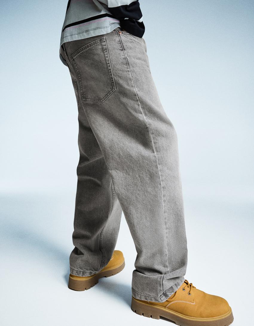 Jeans baggy-Cinza