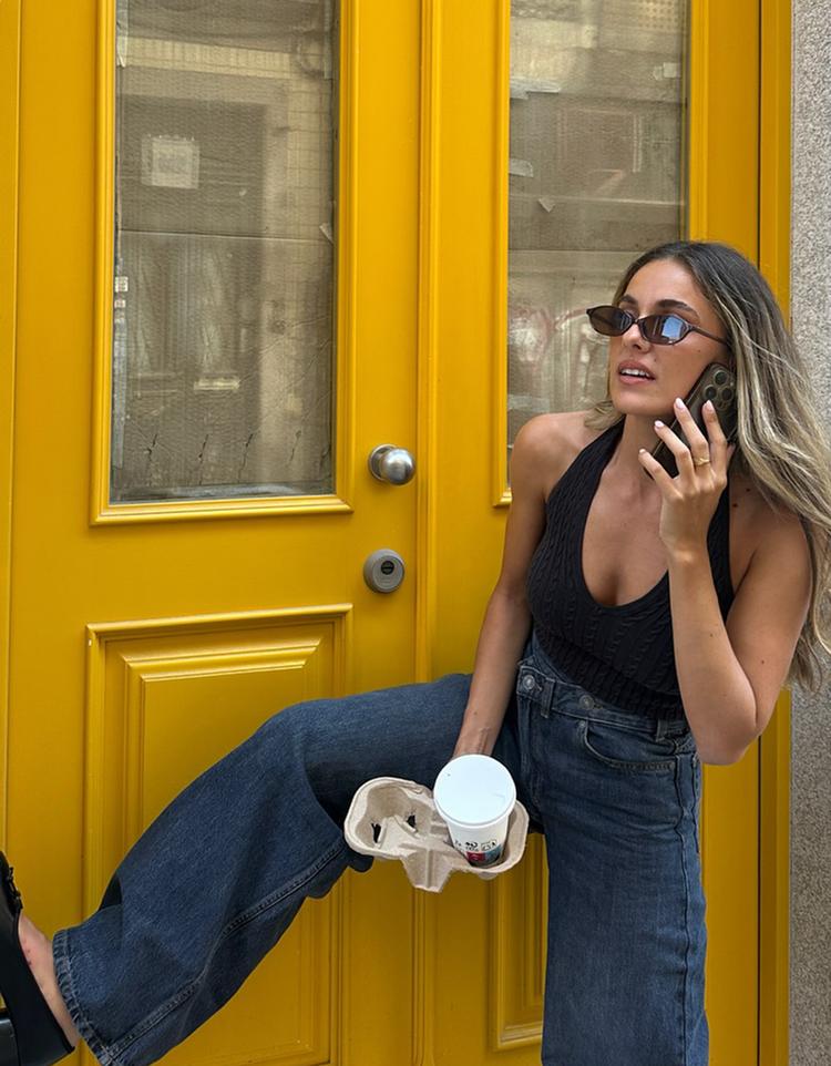 Örgülü halter yaka top