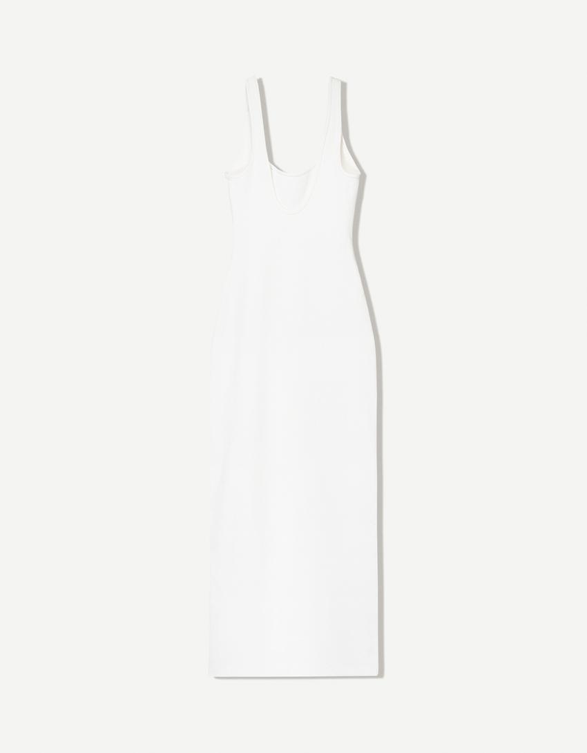 Vestido midi tirantes-Blanco roto