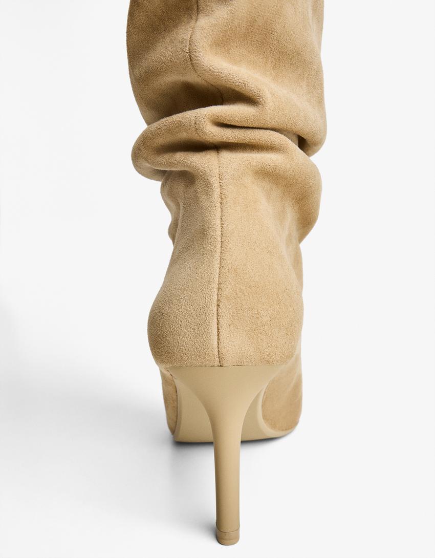 Stiletto heel boots with slits-TAUPE