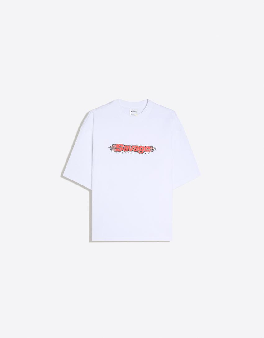 Relaxed-Fit T-Shirt mit Print-Weiss