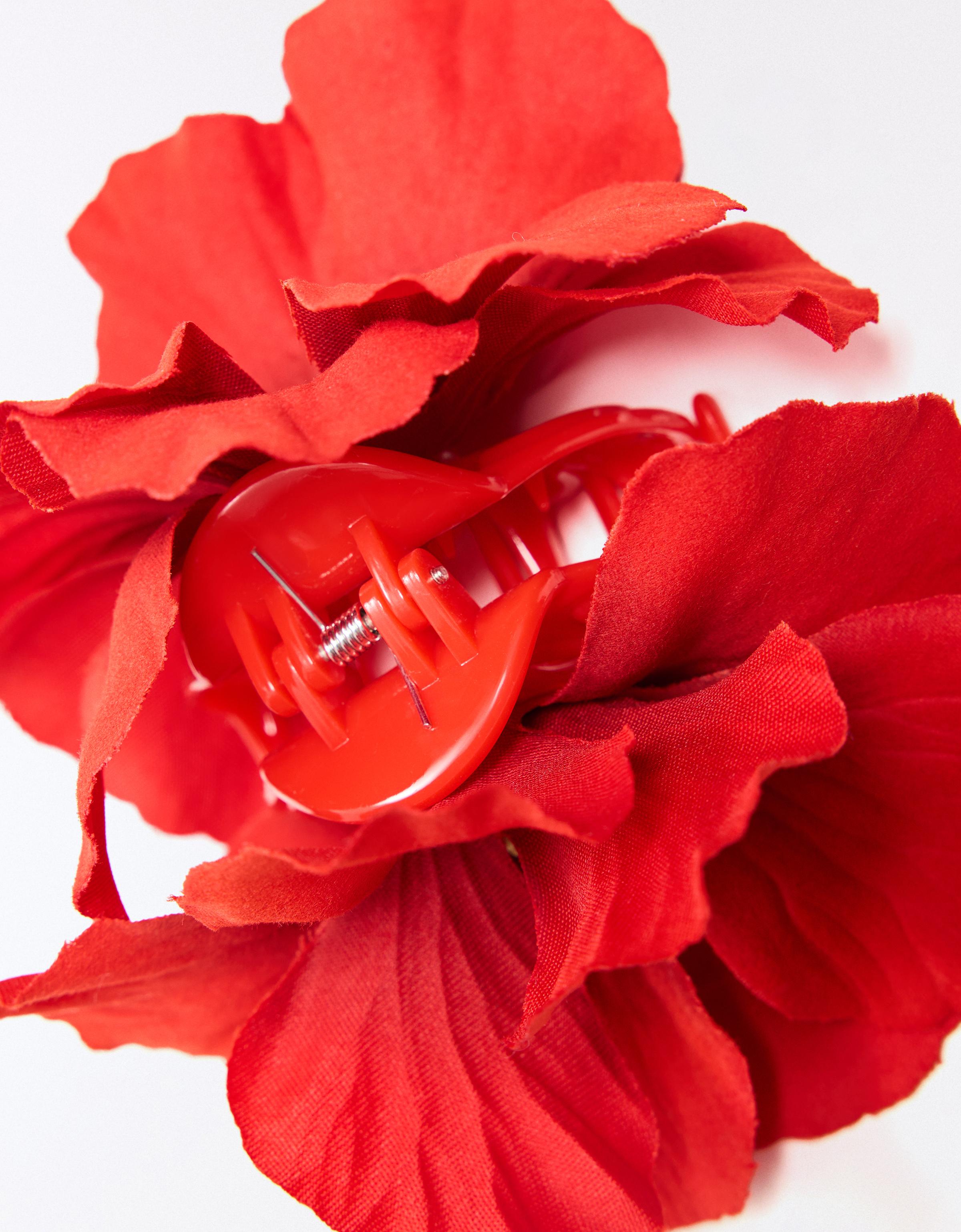 Flower hair claw — Red