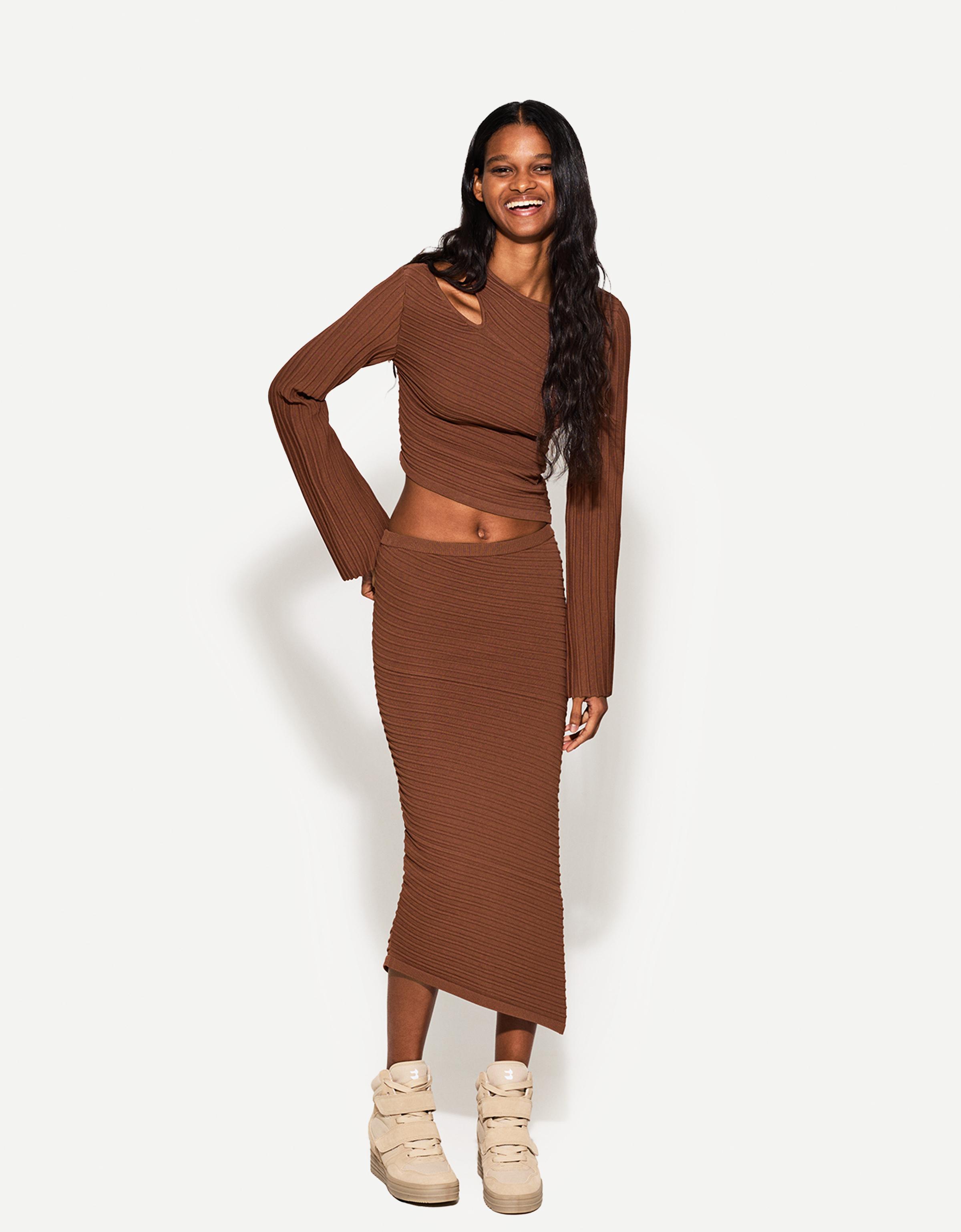 Asymmetric midi skirt - Skirts & shorts - Women | Bershka