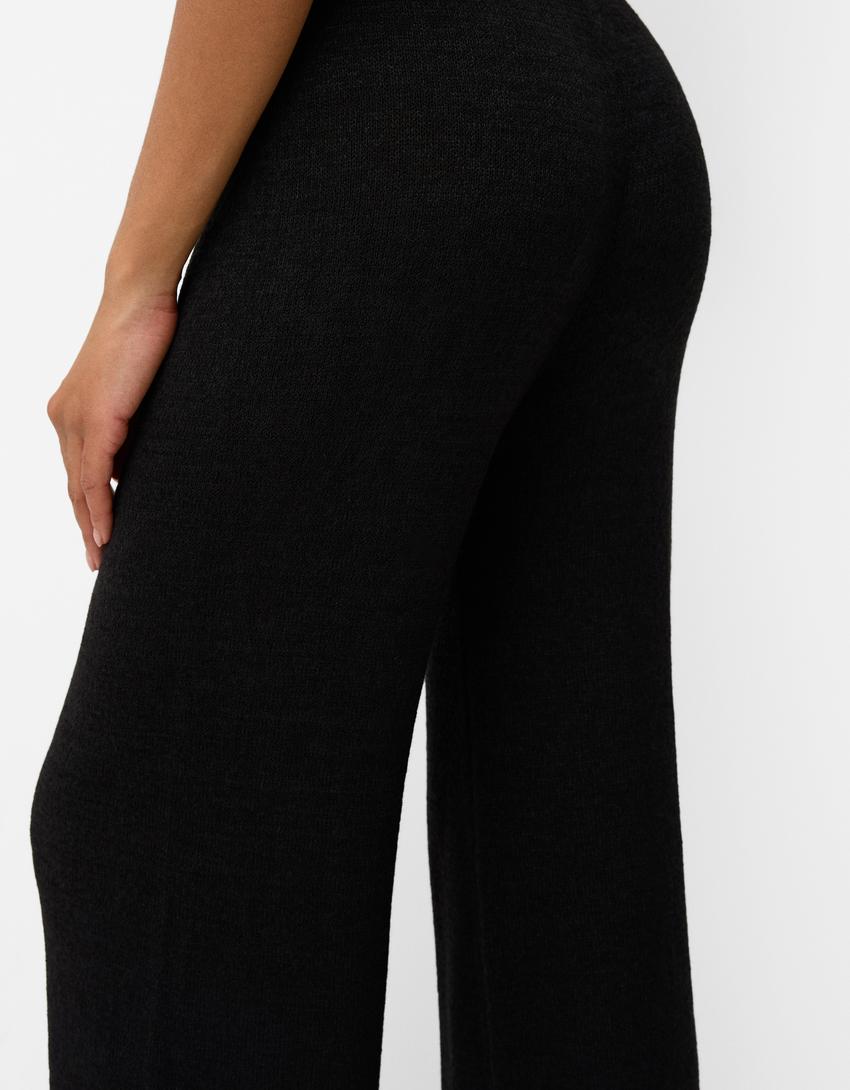 Ensemble gilet sans manches et pantalon flare-Noir-4