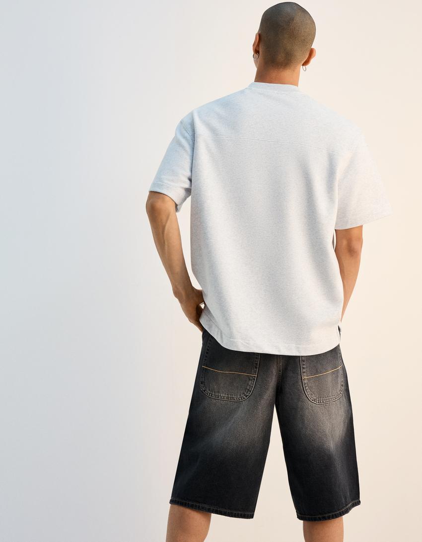 Bermuda in denim skater-Nero