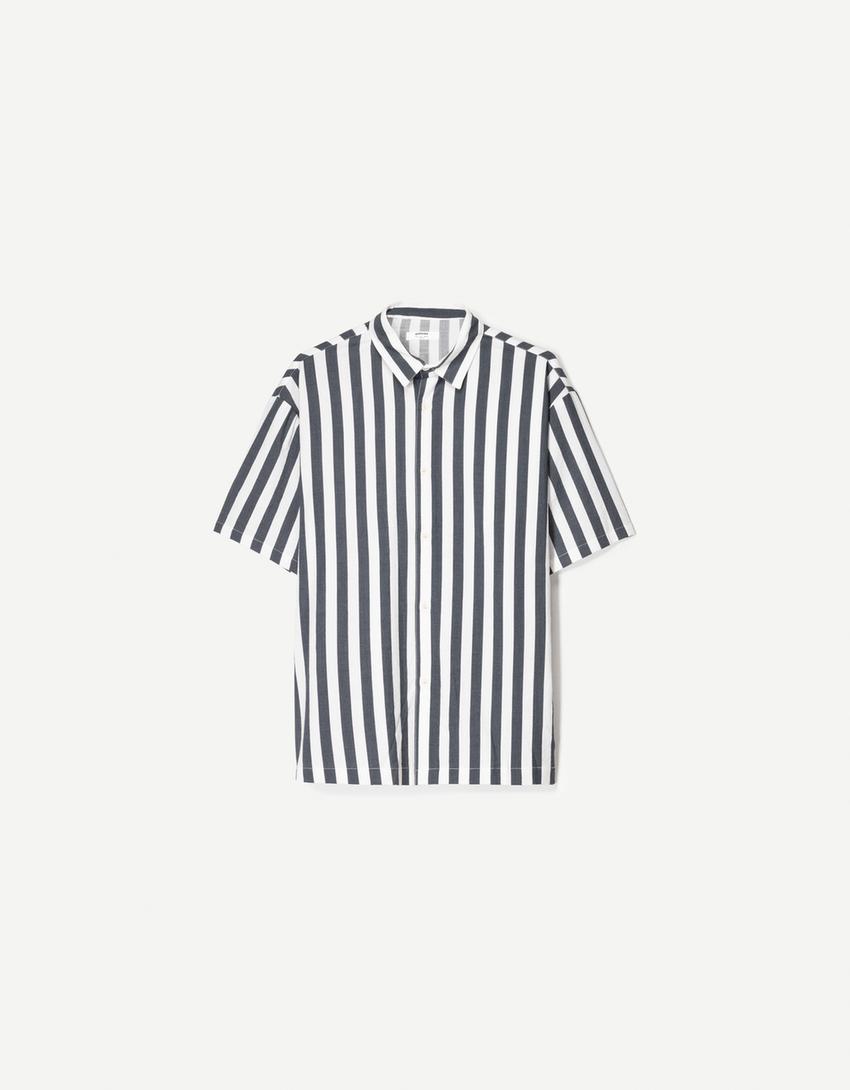 Chemise manches courtes relaxed fit-Gris foncé