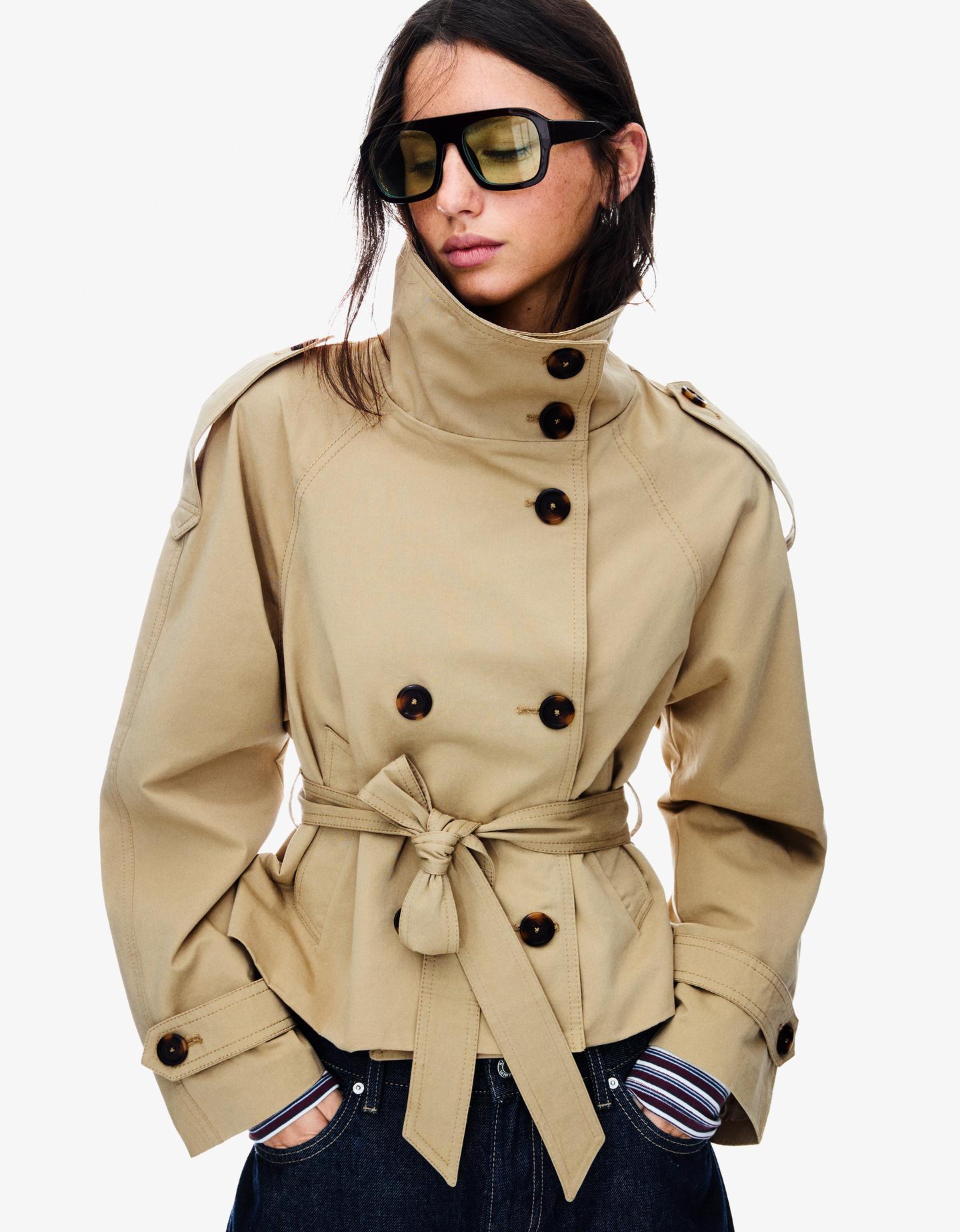 Bershka Cazadora Trench Corta Mujer S Arena
