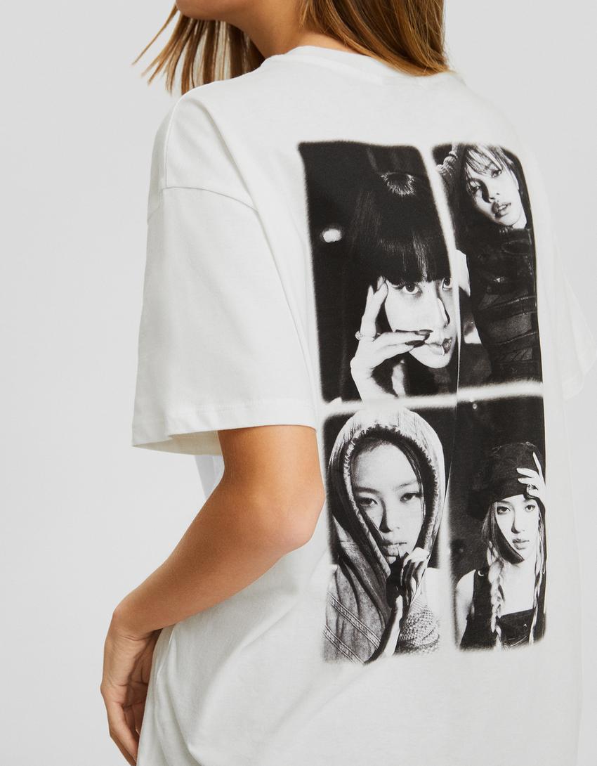 T-shirt Blackpink de manga curta com estampado-Gelo-2