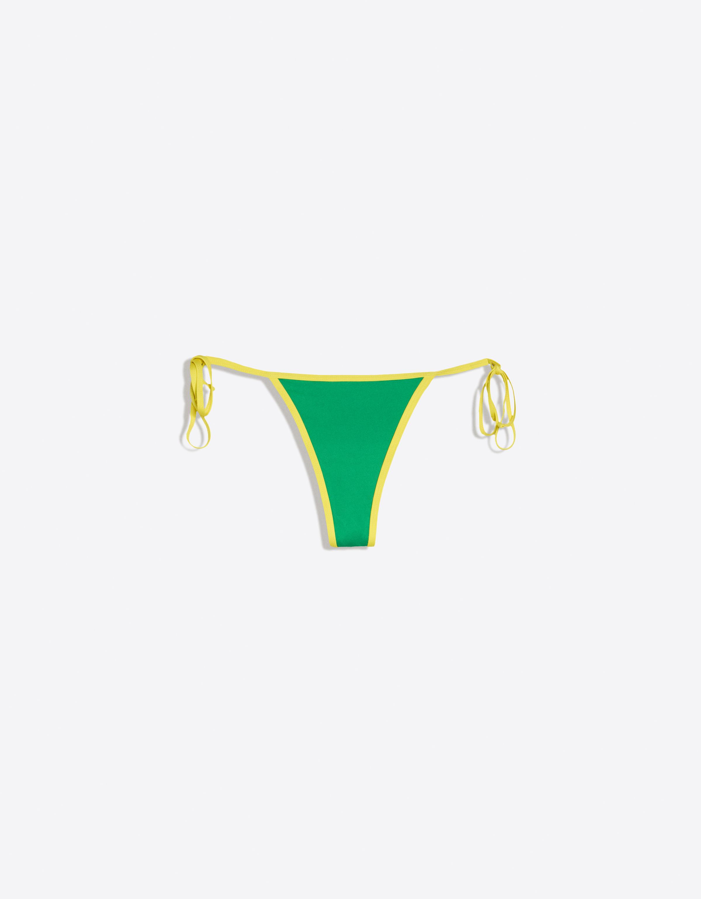 Contrast thong bikini briefs — Green