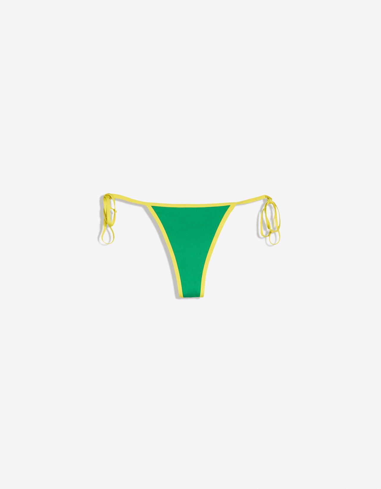Contrast thong bikini briefs — Green